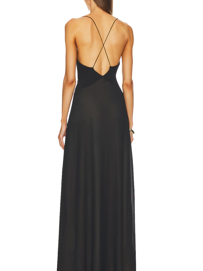 Helsa Deep V Dress Black